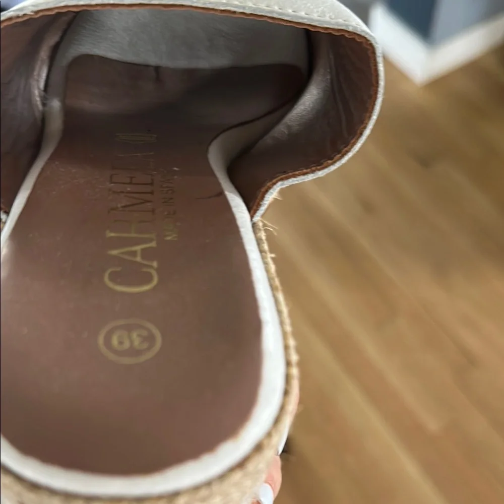 Cream Espadrille Platform Shoes with Slip-On Design - Picture 6 of 10
